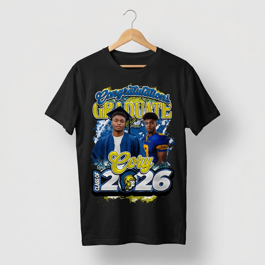 Custom Graduation Center Print T-Shirt (Black)