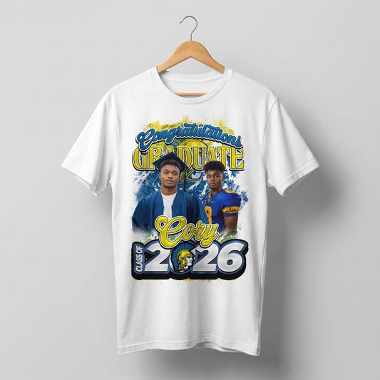 Custom Graduation Center Print T-Shirt (White)